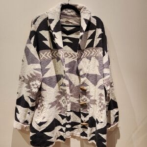 Faherty aztec Knit chunky Cardigan large organic cotton